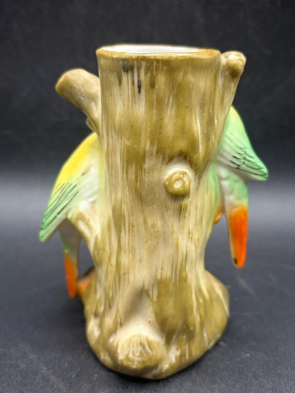 Vintage Hand Painted Bird Parakeet Parrot Ceramic Bud Vase Vessel Made in Japan